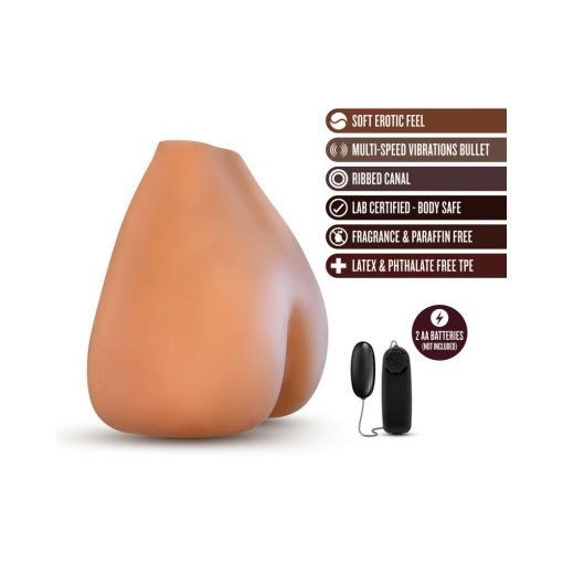 X5 Men Rita Dual Entry Masturbator With Remote-Controlled Bullet Vibrator Tan - Image 7