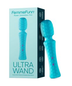 Femmefunn Ultra Wand Rechargeable Flexible Textured Silicone Vibrator Turquoise