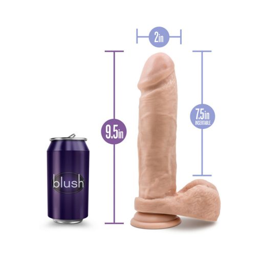 Au Naturel 9.5 In. Posable Dual Density Dildo With Balls Beige - Image 8