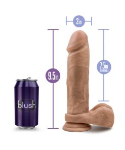 Au Naturel 9.5 In. Posable Dual Density Dildo With Balls Tan