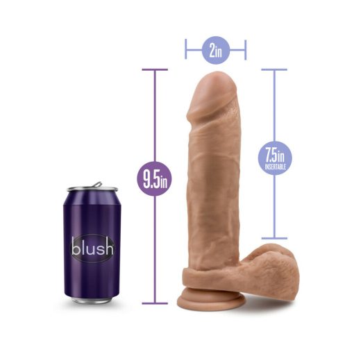 Au Naturel 9.5 In. Posable Dual Density Dildo With Balls Tan - Image 8