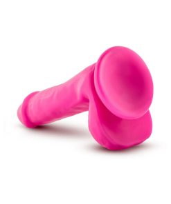 Au Naturel Bold Delight 6 In. Posable Dual Density Dildo With Balls Pink