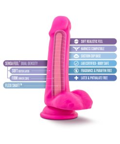 Au Naturel Bold Delight 6 In. Posable Dual Density Dildo With Balls Pink