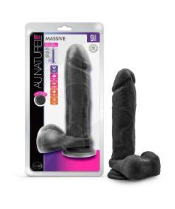 Au Naturel Bold Massive 9 In. Posable Dual Density Dildo With Balls Black