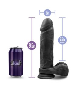 Au Naturel Bold Massive 9 In. Posable Dual Density Dildo With Balls Black