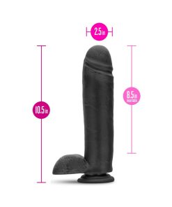 Au Naturel Bold Huge 10.5 In. Posable Dual Density Dildo With Balls Black