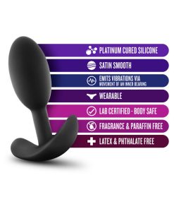 Luxe Wearable Vibra Slim Plug Small Black