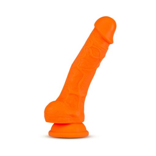 Neo Elite 7.5 In. Silicone Dual Density Dildo With Balls Neon Orange - Image 2