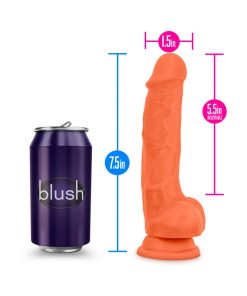 Neo Elite 7.5 In. Silicone Dual Density Dildo With Balls Neon Orange