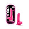 Neo Elite 6 In. Silicone Dual Density Dildo With Balls Neon Pink