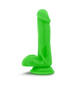 Neo Elite 6 In. Silicone Dual Density Dildo With Balls Neon Green