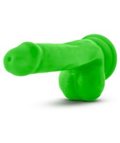 Neo Elite 6 In. Silicone Dual Density Dildo With Balls Neon Green