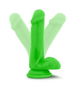 Neo Elite 6 In. Silicone Dual Density Dildo With Balls Neon Green