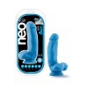 Neo Elite 7 In. Silicone Dual Density Dildo With Balls Neon Blue