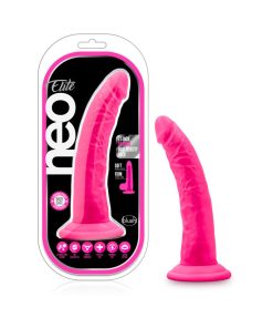 Neo Elite 7.5 In. Silicone Dual Density Dildo Neon Pink