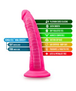 Neo Elite 7.5 In. Silicone Dual Density Dildo Neon Pink
