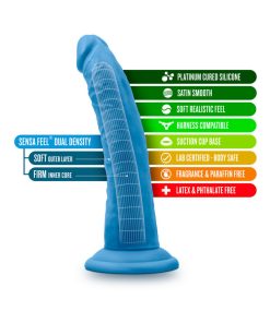 Neo Elite 7.5 In. Silicone Dual Density Dildo Neon Blue