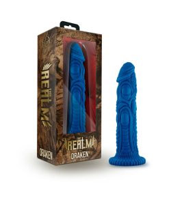 The Realm Draken 7.5 In. Silicone Lock On Fantasy Dildo Blue