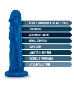 The Realm Draken 7.5 In. Silicone Lock On Fantasy Dildo Blue