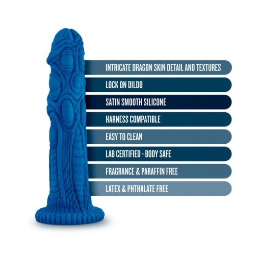 The Realm Draken 7.5 In. Silicone Lock On Fantasy Dildo Blue - Image 5
