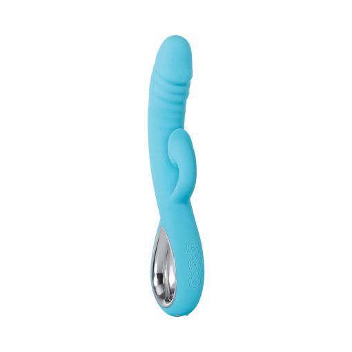 Evolved Triple Infinity Rechargeable Heating Suction Silicone Dual Stimulator Blue - Image 2