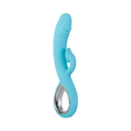 Evolved Triple Infinity Rechargeable Heating Suction Silicone Dual Stimulator Blue - Image 3