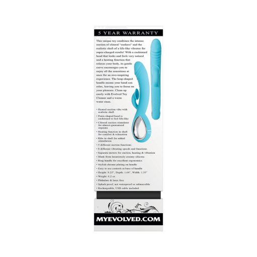 Evolved Triple Infinity Rechargeable Heating Suction Silicone Dual Stimulator Blue - Image 8