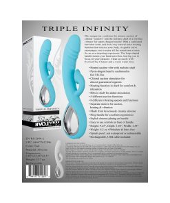 Evolved Triple Infinity Rechargeable Heating Suction Silicone Dual Stimulator Blue