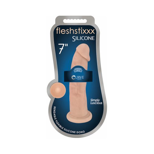 Curve Toys Fleshstixxx 7" Posable Silicone Dildo – Realistic Suction Base
