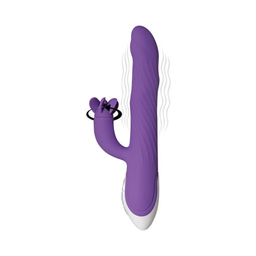 Evolved Tilt-O-Whirl Dual Stimulation Vibrator With Spinning Clit Stimulator Purple - Image 2