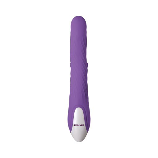 Evolved Tilt-O-Whirl Dual Stimulation Vibrator With Spinning Clit Stimulator Purple - Image 5