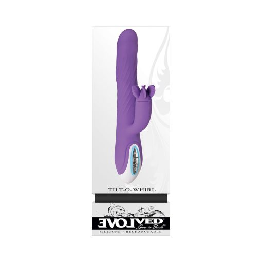 Evolved Tilt-O-Whirl Dual Stimulation Vibrator With Spinning Clit Stimulator Purple - Image 9