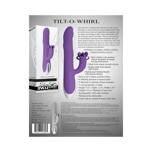 Evolved Tilt-O-Whirl Dual Stimulation Vibrator With Spinning Clit Stimulator Purple - Image 11