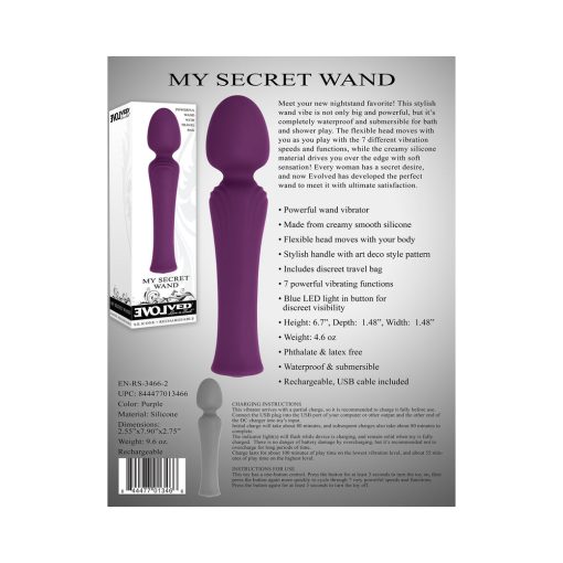 Evolved My Secret Wand Rechargeable Silicone Wand Vibrator Purple - Image 10