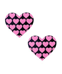 Neva Nude Pink Heart Uv Valentines Black Glitter Heart Nipztix Pasties