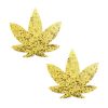 Neva Nude Super Sparkle Gold Glitter Dope Af Weed Leaf Pasties