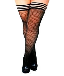 Kixies Beth Ann Honeycomb Thigh-High Black Size D