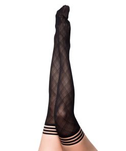 Kixies Tiffany Diamond Thigh-High Black Size A
