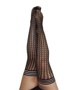 Kixies Mimi Herringbone Fishnet Black Size D