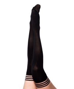 Kixies Danielle Opaque Black Thigh-High Size B