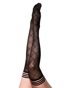 Kixies Anna Large Diamond Thigh-High Black Size A