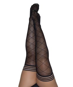 Kixies Anna Large Diamond Thigh-High Black Size C