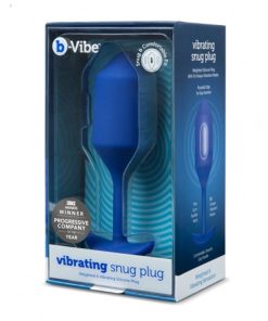 B-Vibe Vibrating Snug Plug 4 Rechargeable Weighted Silicone Anal Plug Navy