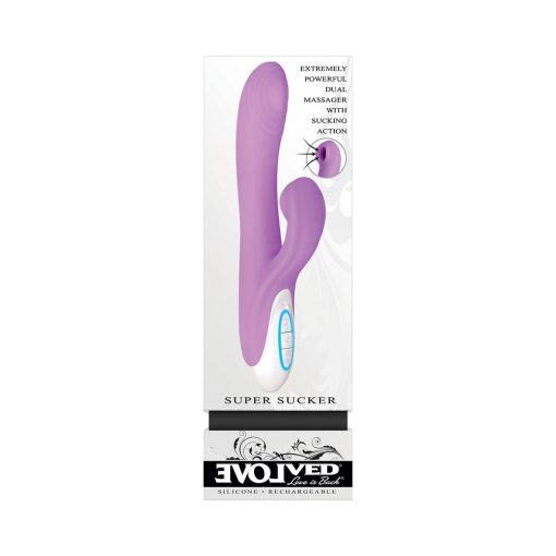 Evolved Super Sucker Rechargeable Thumping Suction Silicone Dual Stimulator Purple - Image 12