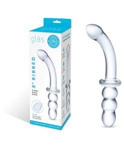 Glas 8 In. Ribbed G-Spot Glass Dildo