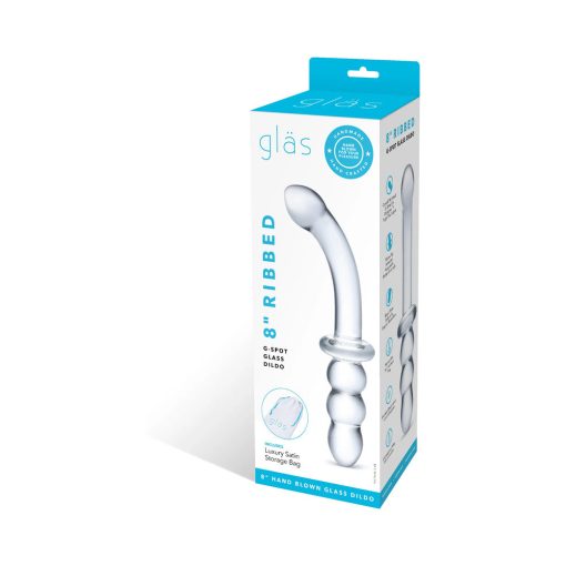 Glas 8 In. Ribbed G-Spot Glass Dildo - Image 8
