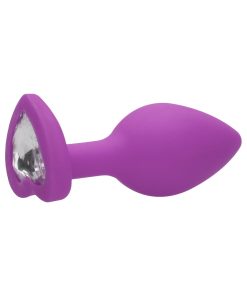 Ouch! Flexible Silicone Diamond Heart Butt Plug Purple Regular