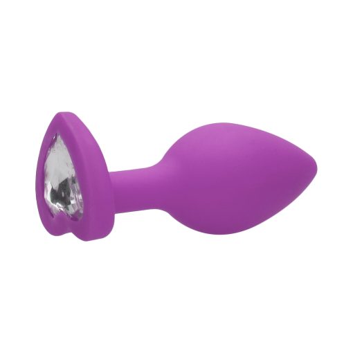 Ouch! Flexible Silicone Diamond Heart Butt Plug Purple Regular - Image 6