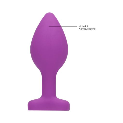 Ouch! Flexible Silicone Diamond Heart Butt Plug Purple Regular - Image 7