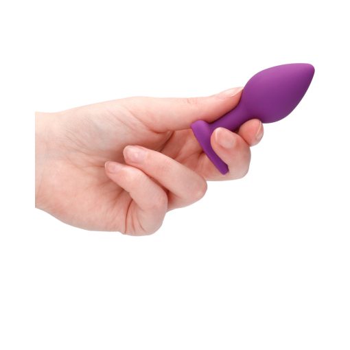 Ouch! Flexible Silicone Diamond Heart Butt Plug Purple Regular - Image 8